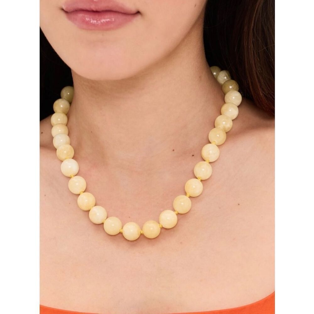 Cream Beaded Statement Necklace - Women's Jewelry - Picture 2 of 11